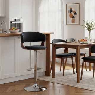 Sunvega Adjustable Swivel Bar Stool with Curved Seat and Back for Kitchen Counter
