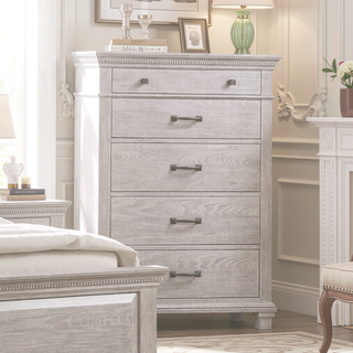Sunvega Transitional Weathered Gray Chest with Dovetail Drawers and Dentil Molding