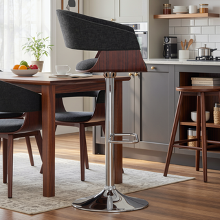 Sunvega Adjustable Swivel Bar Stool with Curved Seat and Back for Kitchen Counter
