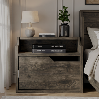 Sunvega Floating Nightstand with Spacious Drawer and Two-Tier Top for Bedroom Storage