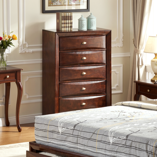 Sunvega Cherry Solid Wood Contemporary Nightstand with 2-Drawers and Nickel Knob Pulls