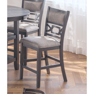 Sunvega Contemporary Round Dining Table with Storage Shelves and 4 Gray Chairs