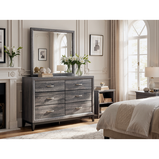 Sunvega White Laminate Nightstand with Wood Grain Detailing and Two Spacious Drawers