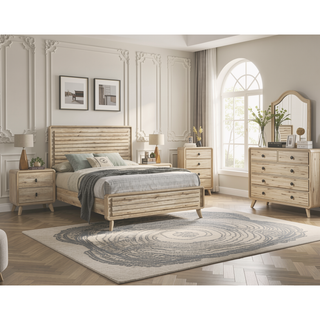 Sunvega Mid-century Style Nightstand with Two Drawers and Warm Wood-inspired Finish