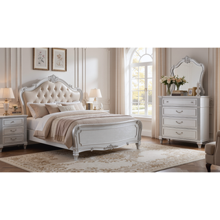 Sunvega Mystic Contemporary Style Light Gray Wood 5-Drawer Chest with Crystal Handles