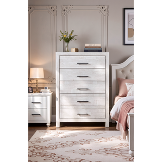 Sunvega Modern 5-Drawer Chest in Natural Rustic Made from Solid and Manufactured Wood