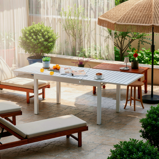 Sunvega Expandable Aluminum Patio Dining Table with E-Coating for 4-6 Person