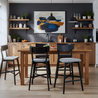 Sunvega Set of 2 Modern Upholstered Bar Chairs with Backrest and Footrest