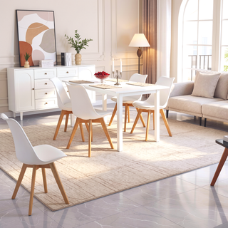 Sunvega Modern Style Dining Chairs with Wooden Legs and Thickened Cushion for Kitchen