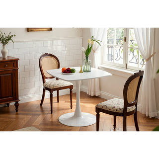Sunvega Mid-Century Modern Square Dining Table with Black and Golden Tulip Pedestal Base