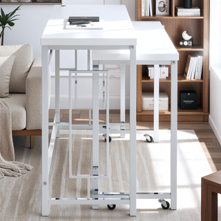 Sunvega Modern Silver and White Four-Piece Counter Height Dining Set with Wheels and USB Port