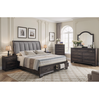 Sunvega Contemporary Dark Wood Finish Nightstand with Two Drawers and Metal Knobs