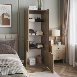 Sunvega Three-Door Freestanding Closet System with Hanging Rod and Shelves