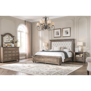 Sunvega Transitional Aged Oak Solid Wood 7-Drawer Chest with Bun Feet