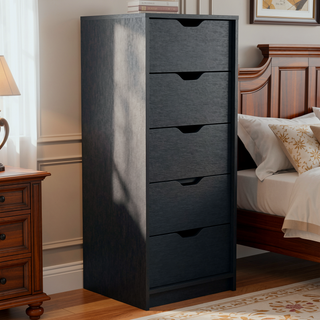 Sunvega 5 Drawer Tall Dresser with Pull Out System in Fine White Finish