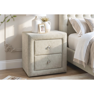 Sunvega Upholstered Grey Velvet Nightstand with Storage Drawer for Bedroom