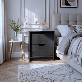 Sunvega White Nightstand with Two Drawers for Bedroom or Living Room End Table