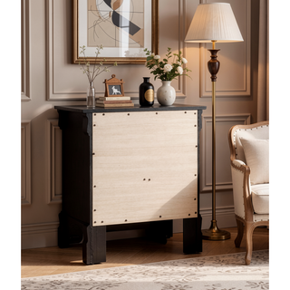 Sunvega Elegant Black Nightstand With Two Drawers And Durable Solid Frame