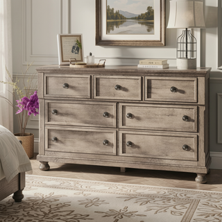 Sunvega Antique Brown Finish Nightstand with Hidden Drawer and Bun Feet
