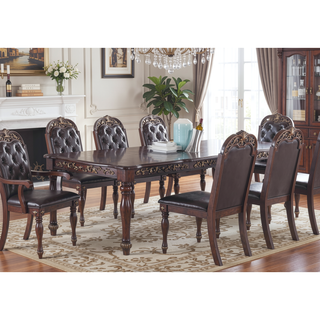 Sunvega Antique Design Silver Grey Finish Rubberwood Formal Dining Table