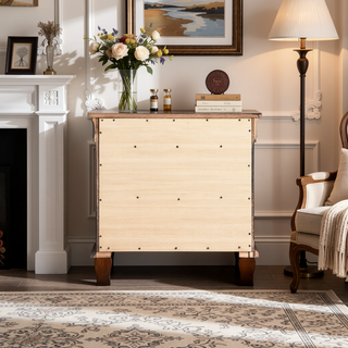 Sunvega Classic Traditional Nightstand in Rich Cappuccino Wood Veneer with Felt Lined Drawers