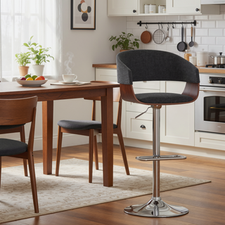 Sunvega Adjustable Swivel Bar Stool with Curved Seat and Back for Kitchen Counter