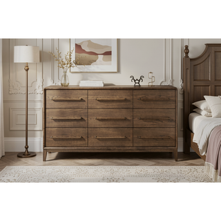 Sunvega 9-Drawer Elm Veneer Dresser with Felt and Cedar Lined Drawers