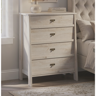 Sunvega Four Drawer Chest with Brown Finish and Spacious Storage