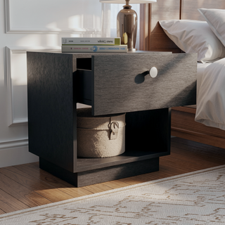 Sunvega Paris Nightstand with Drawer and Open Shelf for Bedroom Storage