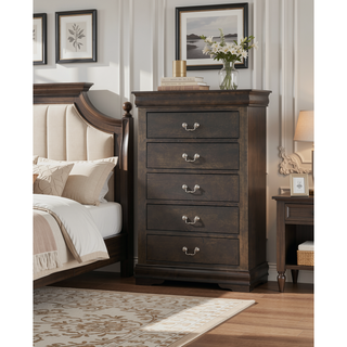 Sunvega Platinum 5-Drawer Chest with Metal Handles for Generous Storage
