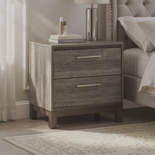 Sunvega Antique Gray and Dark Brown Nightstand with Two Dovetail Drawers