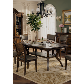 Sunvega Modern Natural Tone Dining Table with Open Lower Shelf for Kitchen