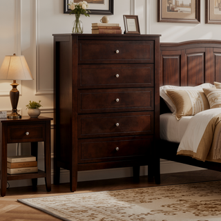 Sunvega Fully Assembled 6 Drawer Dresser with French Dovetail Wood Veneer Finish