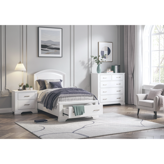 Sunvega White Finish Sleek Design Nightstand with Two Storage Drawers Transitional Style