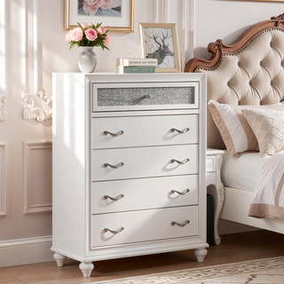 Sunvega Glittering Five-Drawer Dresser with Crystal Hardware for Bedroom