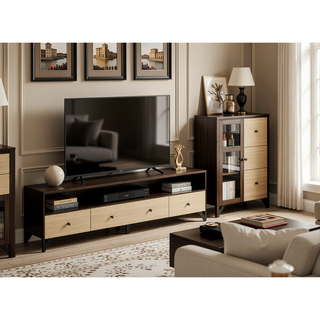 Sunvega Tablita Nightstand with Dark Merlot Finish and 2 Curved Front Drawers