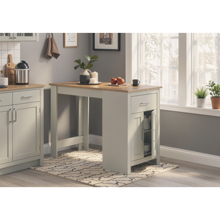 Sunvega Light Gray 47" Counter Height Dining Table with Cabinet and Drawer Storage