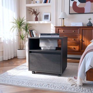 Sunvega White 1-Drawer Nightstand with Smooth Rolling Casters and Spacious Top Surface
