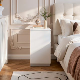 Sunvega Contemporary White High Gloss Dresser with Chrome Handles and Smooth Gliding Drawers