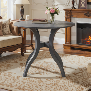 Sunvega Premium Oak Round Dining Table with Pedestal Base for 2-4 Seaters