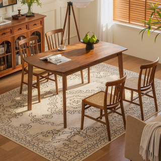 Sunvega Modern Rubberwood Dining Table with Oval Top for Kitchen and Dining Room