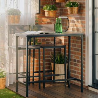Sunvega Industrial Counter Height Kitchen Table and Two Bar Stools Set for Small Space