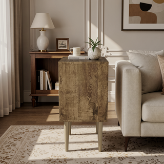 Sunvega Modern Nightstand with Drawer and Cubby for Bedroom or Living Room