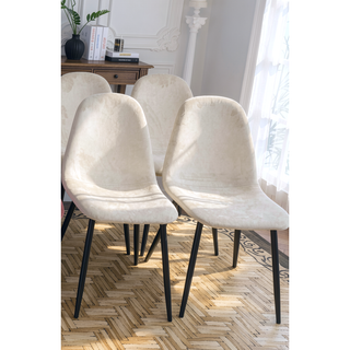 Sunvega Modern Velvet Upholstered Dining Chairs Set of 4 with Black Metal Legs