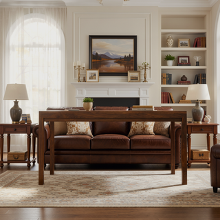 Sunvega Handcrafted 54-inch Square Walnut Veneer Dining Table for 8