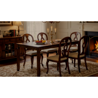 Sunvega Brown Espresso Finish Transitional 7-Pc Dining Set with Lattice Chairs