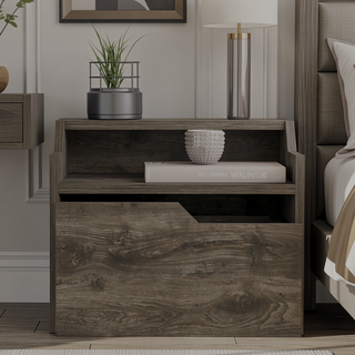 Sunvega Floating Nightstand with Spacious Drawer and Dual-Tier Surface for Bedroom