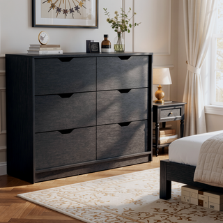 Sunvega Modern 4 Drawers Dresser with 2 Cabinets for Bedroom Storage