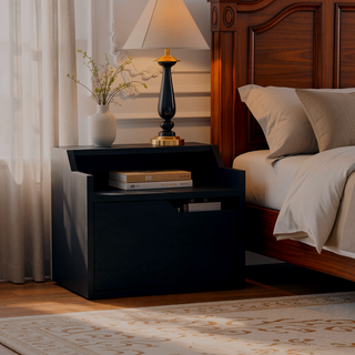 Sunvega Floating Nightstand with Single Drawer and Sleek Two-Tiered Shelf Surfaces for Bedroom