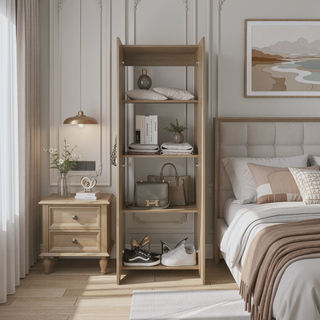 Sunvega Macadamia Closet System for Bedroom Storage with Customizable Shelf Heights